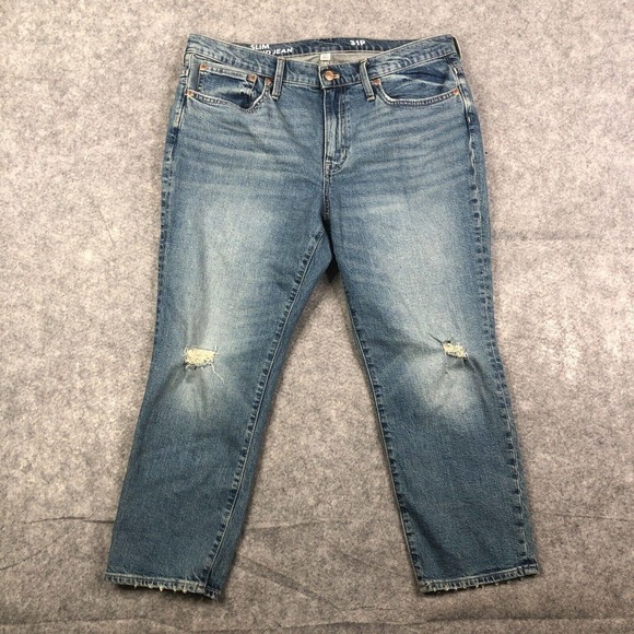 J. Crew Slim Boyfriend Denim Jean in Tinted Indigo Wash Blue BB475 Size 31P - Picture 1 of 14